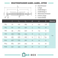 Wantenspanner M5 Gabel/Gabel geschweißt, offen,...