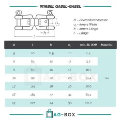 Wirbel D=6 Gabel/Gabel Edelstahl A4