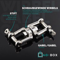 Wirbel D=10 Gabel/Gabel Edelstahl A4