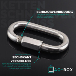 Ketten-Schnellverschluss D=4 ähnl. DIN 56926 Edelstahl A4
