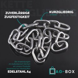 Kette 6 mm - kurzgliedrig DIN 766 Edelstahl A4