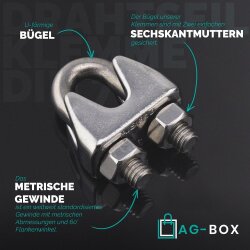 Drahtseilklemme für D=3 mm hohe Form ähnl. DIN 741 Edelstahl A4