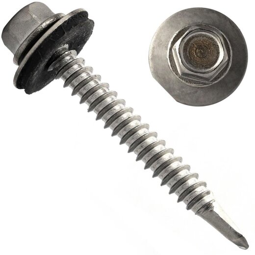 Bohrschrauben mit Sechskantkopf DIN 7504 A2 K 5,5X30 DS 16 mm mit Bund und Dichtscheibe