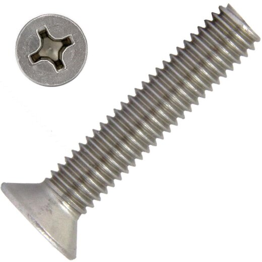 Senkkopfschrauben M6x8 mit Kreuzschlitz "H" DIN 965 Edelstahl A2
